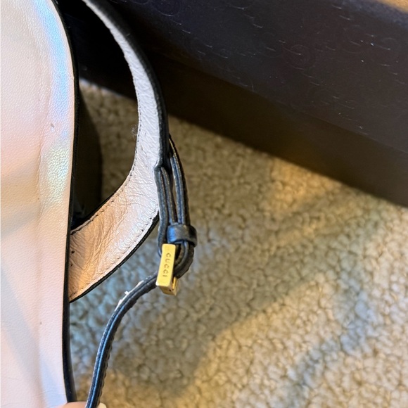 Gucci Black Leather Slingback Heels with Gold Double G - Picture 9 of 12